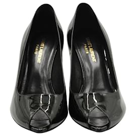 Saint Laurent-Saint Laurent Peep Toe Pumps in Black Patent Leather -Black