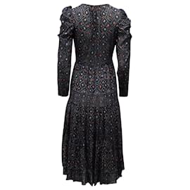 Ulla Johnson-Ulla Johnson Miya Bedrucktes Kleid mit Twist-Front-Design aus marineblauer Viskose-Marineblau