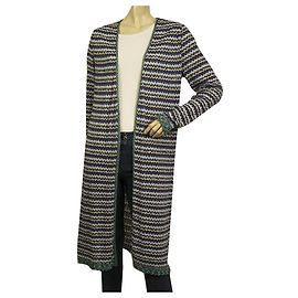Bruno Manetti Purple Hues Metallic Shine Striped Long Cardi Strickjacke Gr 48 Lila