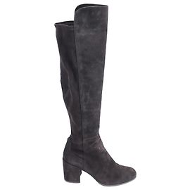 Stuart Weitzman Cuissardes à Talons Blocs en Daim Noir Noir