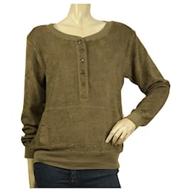 Chloé-Chloe Brown Long sleeve Snap Buttons Sweater Terry Blouse Top size 42-Brown