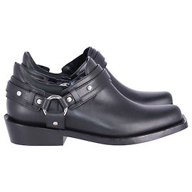 Ankle Boot Paco Rabanne Moto em couro de bezerro preto Preto