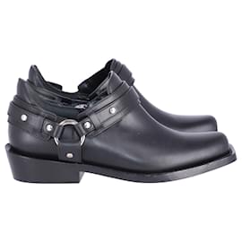 Paco Rabanne-Paco Rabanne Moto Ankle Boots in Black Calf Leather-Black