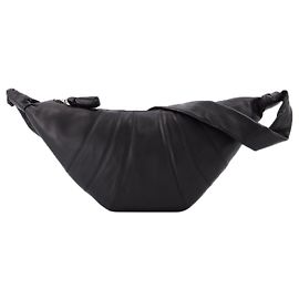 Lemaire Borsa Croissant Media in Nylon Nero Nero