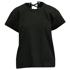Sacai Kurzärmliges Oberteil mit Schnürung hinten aus schwarzer Poly-Baumwolle Schwarz