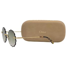 Chloé-Chloé sunglasses with round scalloped lens-Golden,Metallic