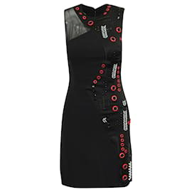 Versace-Versace Perlenbesetztes ärmelloses Kleid in schwarzem Acetat-Schwarz