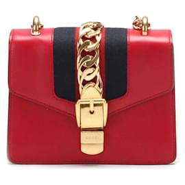Gucci-Sylvie Leather Mini Chain Bag-Red