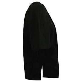 Stella Mc Cartney-Top con escote plisado en algodón negro de Stella McCartney-Negro