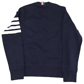 Thom Browne-Thom Browne Classic Engineered 4 Bar Sweatshirt in Navy Blue Cotton-Navy blue