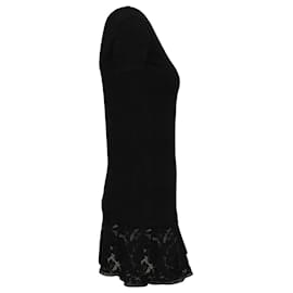 Valentino-Valentino Vestido de t-shirt com bainha canelada em algodão preto-Preto