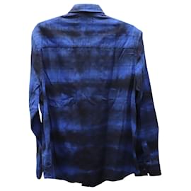 Amiri-Amiri Flannel Long Sleeve Button Front Shirt in Blue Cotton -Other