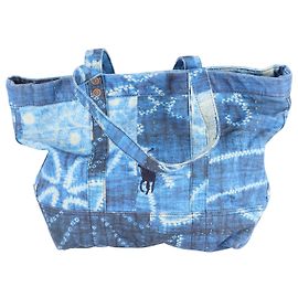 Bolso tote shopper en algodón azul con estampado de denim de Ralph Lauren Azul