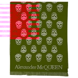 Alexander Mcqueen-Reversible Ups Scarf in Pink Wool-Pink