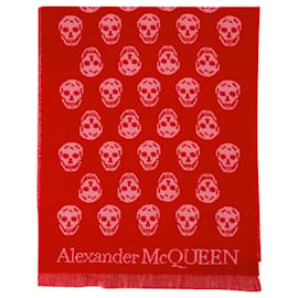 Alexander Mcqueen-Reversible Ups Scarf in Pink Wool-Pink