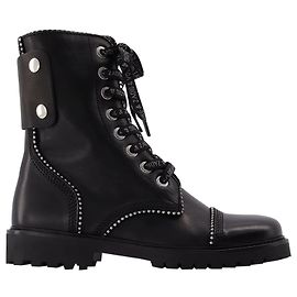 Zadig & Voltaire Joe Smooth Cowskin + Studs Pip in black leather Black