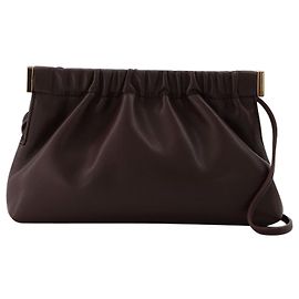 Nanushka The Bar Clutch Mini em couro marrom vegano Marrom