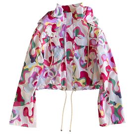 Jaqueta de seda estampada Chanel Spring 2021 Multicor