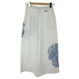 Junya Watanabe Comme des Garcons 22SS/Estampado de calavera/Pantalones rectos/S/Algodón/Blanco Blanco
