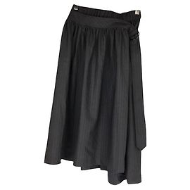 JUNYA WATANABE COMME des GARCONS Skirt/S/Wool/Gray/Pencil stripe/Knee length/Gather/With belt Grey