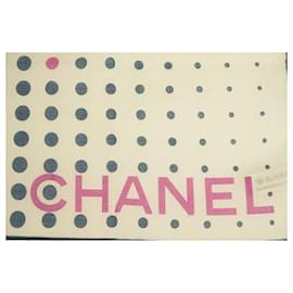 Chanel-Chanel Blue White Pink Dots & Logo Cotton Scarf Colorful Print Foulard 54cm*54cm-Pink,White,Blue