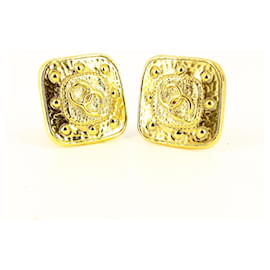 Chanel-1994 Chanel golden earrings-Golden