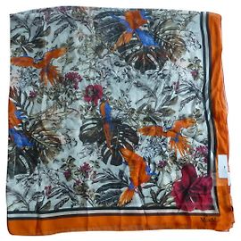 Estola de pura seda a estrenar MAX MARA Castaño Azul Naranja