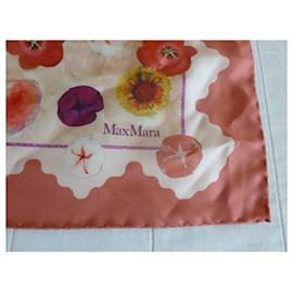 Max Mara-MAX MARA nuovissimo foulard in twill di pura seta.-Rosa,Porpora,Pesca