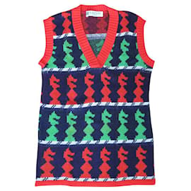 Lanvin Tanktop mit Schachbrettmuster Rot Grün Marineblau