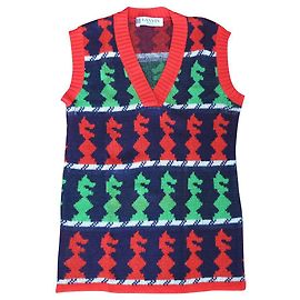 Canotta a scacchiera Lanvin Rosso Verde Blu navy