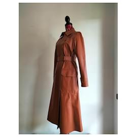 Sportmax-SPORTMAX brand new real leather trench coat-Caramel