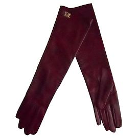 MAX MARA novas luvas longas de couro real. Ameixa