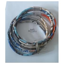 Hermès-Silk strap-Blue,Multiple colors,Orange,Navy blue,Light blue