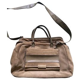 Maje Suede Leather Saddlebag Brown Brown