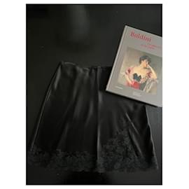 Christian Dior-falda de seda espectáculo Dior x Galliano AH 97/98-Negro