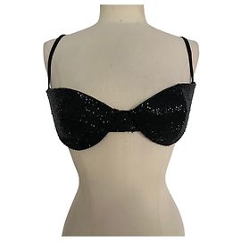 Christian Dior sutiã bordado com miçangas pretas Preto