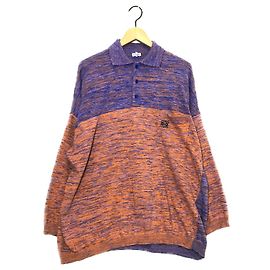 LOEWE Melange Logo Langarm-Poloshirt Orange Lila