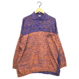 Loewe-LOEWE Melange Logo Long Sleeve Polo Shirt-Orange,Purple