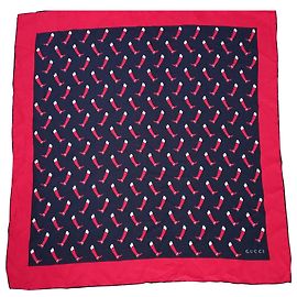 Bufanda De Seda Para Botas De Montar Gucci Blanco Roja Azul marino