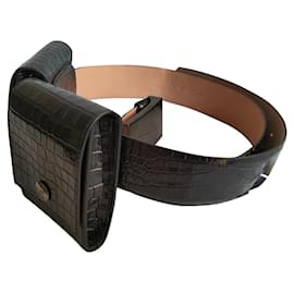 Max Mara-MAX MARA toute nouvelle ceinture en cuir véritable-Noir