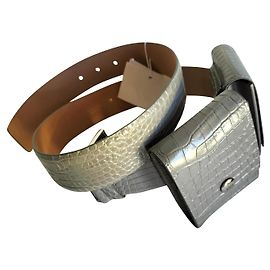 MAX MARA novo cinto de couro real Cinza