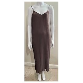 Tara Jarmon-Tara Jarmon chiffon plisse maxi dress, New with tags-Khaki
