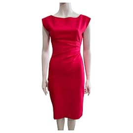 Diane Von Furstenberg-Vestido DvF Jori na cor cinza em vermelho com franzido lateral-Vermelho,Coral