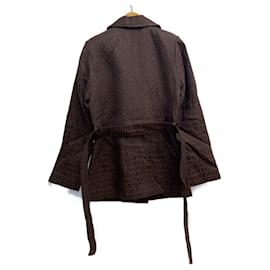 Fendi-Pardessus FENDI motif Zucchino-Marron foncé
