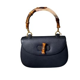 1980s Negro Vintage Gucci Bambú Top Handle Bolsos Negro