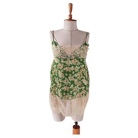 Twin Set Simona Barbieri Canotta Verde Floreale Multicolore Verde