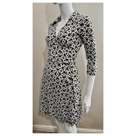 Diane Von Furstenberg-DvF Jenna vintage wrap dress-Black,White