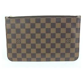 Louis Vuitton-Damier Ebene Neverfull Pochette MM or GM Zip Pouch Clutch-Other