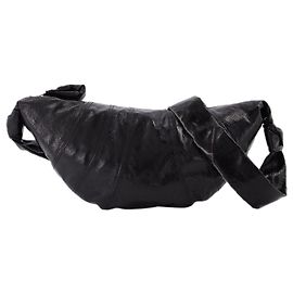 Lemaire Borsa Croissant Media in Lino Nero Nero