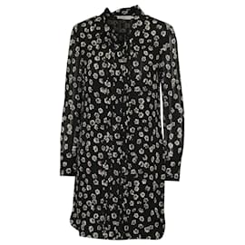 Tory Burch-Tory Burch Robe chemise à fleurs Avery en soie noire-Noir